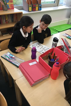 Two pupils in classroom